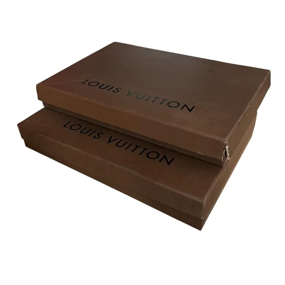 Louis Vuitton Gift Boxes Set Of 2 Brown Logo Rigid Tray Box Packaging Storage